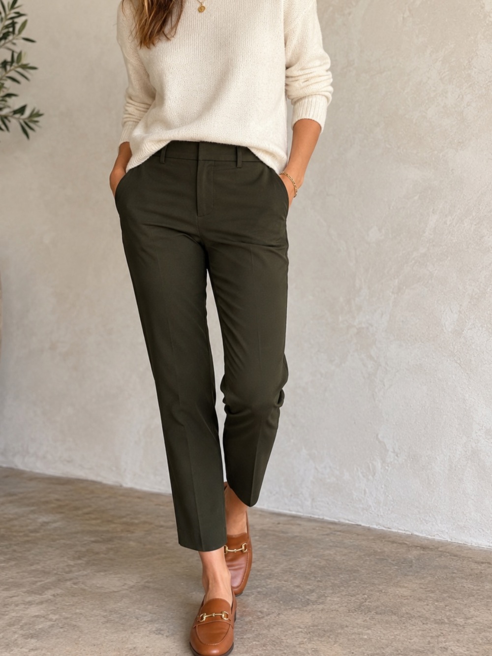 Theory Dark Green Stretch Pants Size 6